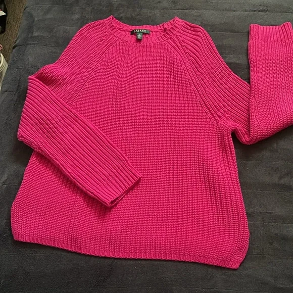 EUC Lauren Ralph Lauren Pink Sweater SZ XL - Picture 4 of 6
